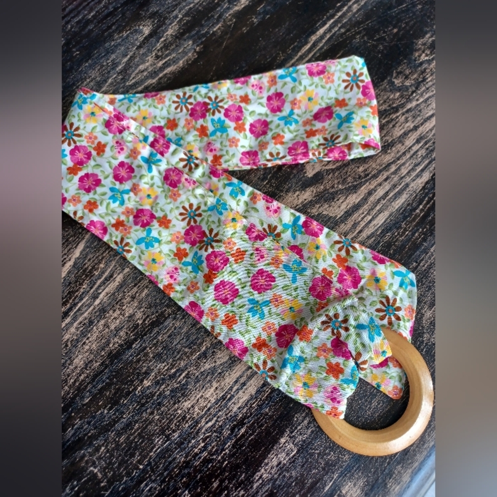 Claire's Floral Cotton RIng Buckle Fabric Belt-One Size